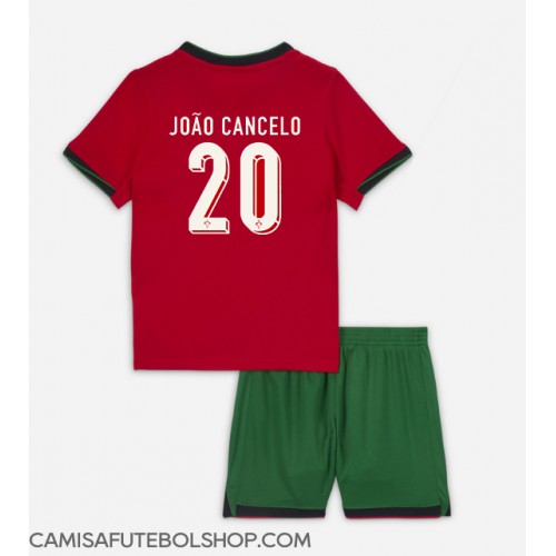 Camisa de time de futebol Portugal Joao Cancelo #20 Replicas 1º Equipamento Infantil Europeu 2024 Manga Curta (+ Calças curtas)